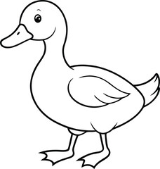 Duck logo icon line art vector illustration