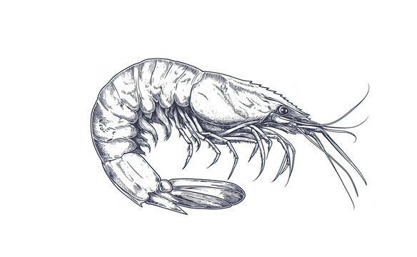 recommend clip art: Seafood, shrimp prawn. Vintage retro print, black white seafood shrimp prawn sketch ink pencil style drawing, linear drawing, engrave old school. Sketch artwork shrimp prawn, seafood. Illustration