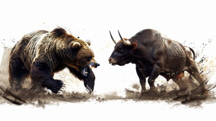 Fototapeta premium Bull and Bear Stock Market Concept
