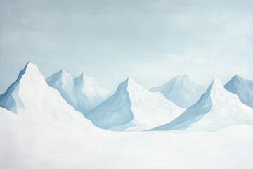 Healing, Illustration, Minimalism, Visual Arts, pastel tone white Mountains,