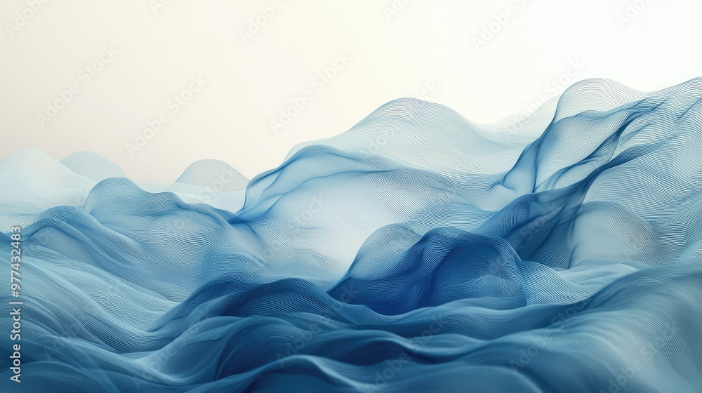 Poster layered translucent waves gently shifting and overlapping, creating depth.