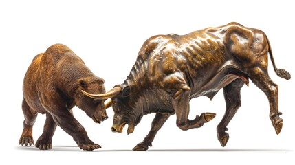 Fototapeta premium Bronze Bull and Bear Sculpture