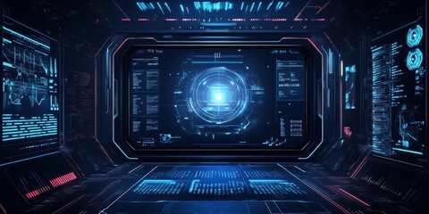 Fototapeta premium Craft a clean infographic with simple lines and an empty center space copy space - futuristic - Overlay - tech interface backdrop