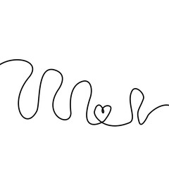 Fototapeta premium Vector illustration continuous one line art drawing of outline heart design