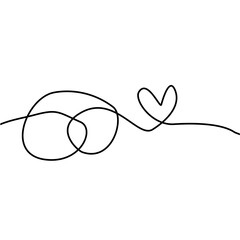 Vector illustration continuous one line art drawing of outline heart design