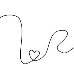 Fototapeta premium Vector illustration continuous one line art drawing of outline heart design