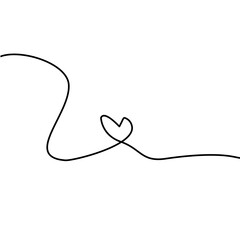 Vector illustration continuous one line art drawing of outline heart design