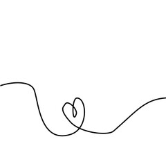 Vector illustration continuous one line art drawing of outline heart design