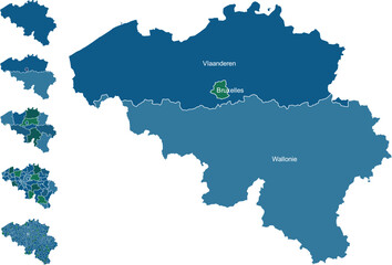 Fototapeta premium BELGIUM MAP with its administrative divisions and regions