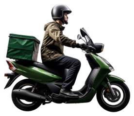 PNG Delivery scooter rider in motion