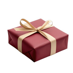 A beautifully wrapped red gift box with an elegant ribbon, perfect for any special occasion or celebration. transparent background