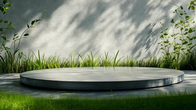 A serene outdoor stage surrounded by greenery and sunlight creating a tranquil atmosphere