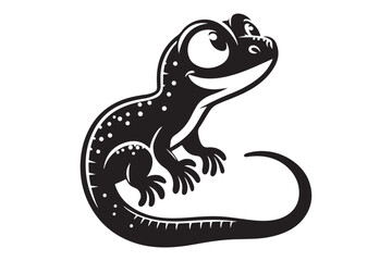 Vector Icon of Lizard in Black Silhouette
