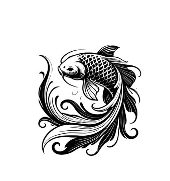 recommend clip art: koi fish yin and yang silhouettes illustration graphic design black and white vector clip art
