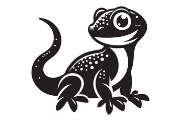 Vector Icon of Lizard in Black Silhouette
