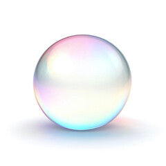 Obraz premium clear crystal glass transparent bubble, reflective single soap bubble isolated in white background
