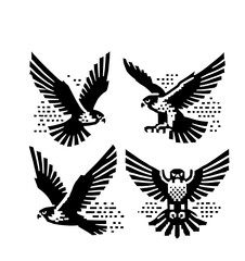 Obraz premium set of falcon illustration graphic design black and white vector clip art silhouette