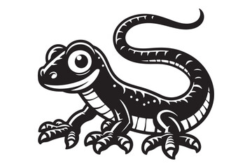 Minimalist Lizard Graphic Sign, Black Vector