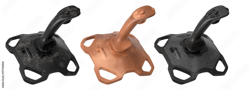 Poster joystick controllers for flight simulator offer incredibly immersive gaming experiences isolated on 