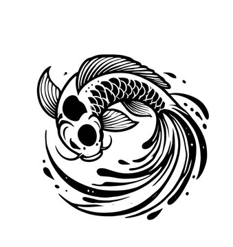 recommend clip art: koi fish yin and yang silhouettes illustration graphic design black and white vector clip art