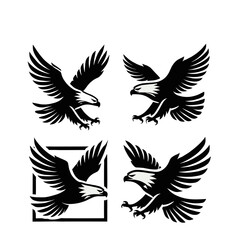eagle flying silhouettes illustration graphic design black and white vector clip art