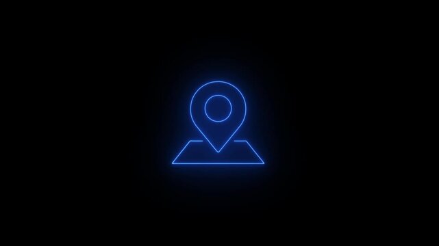 neon line pin pinter location icon animation ,glowing light location icon