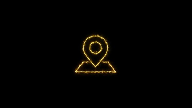 neon line pin pinter location icon animation ,glowing light location icon