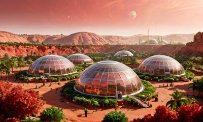 Obraz premium Mars Colony Dome Settlement