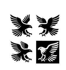 Obraz premium eagle flying silhouettes illustration graphic design black and white vector clip art