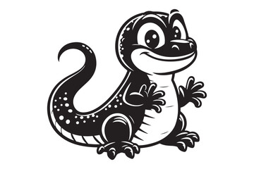 Lizard Silhouette Icon in Black Vector Design