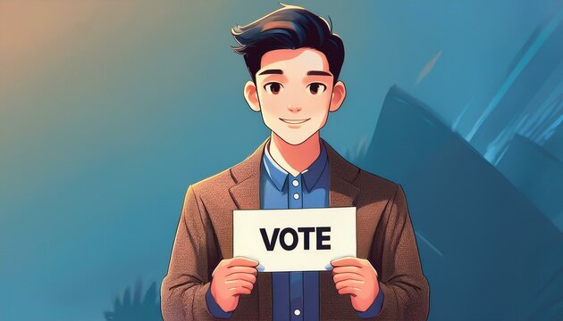 Person holding a voting card with the word Vote clearly visible, voter empowerment