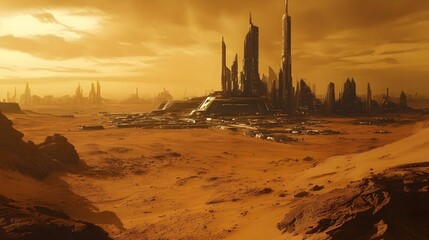 Obraz premium CITY IN AN ALIEN DESERT PLANET