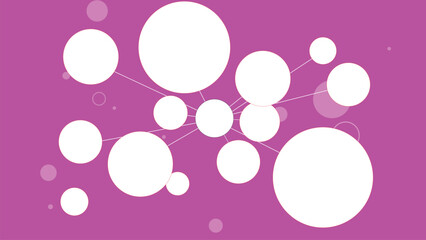 Abstract Background with White Connected Circles and Nodes: Modern Network, Data Visualization, and Technology Concept Design