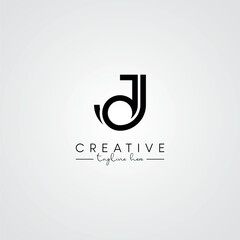 Abstract Minimal Artistic Letter JD DJ Logo Design. Initial Based Letter Logo Vector.