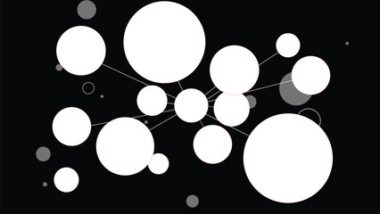 Abstract Background with White Connected Circles and Nodes: Modern Network, Data Visualization, and Technology Concept Design