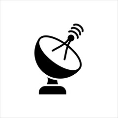 Wireless satellite icon. Containing antenna or signal receiving tower, and space satellite for telecommunication. Vector illustration eps 10.
