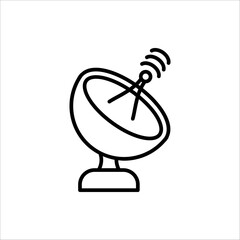 Wireless satellite icon. Containing antenna or signal receiving tower, and space satellite for telecommunication. Vector illustration eps 10.