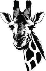  giraffe head black and white
