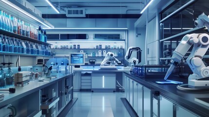 Modern Laboratory with Robotic Arm