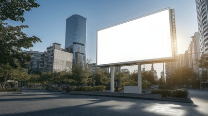 Fototapeta premium Blank Outdoor Billboard in Urban Park Setting
