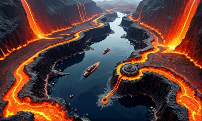 Volcanic Alien Lava Landscape