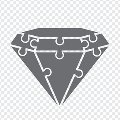 Simple icon polygonal puzzle in gray on transparent background. Simple icon diamond puzzle of the different seven elements. Vector illustration EPS10.
