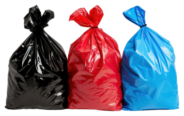 PNG  Colorful garbage bags tied neatly