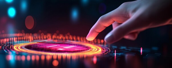 Digital user engagement tool, glowing interaction metrics, holographic analytics dashboard, futuristic optimization