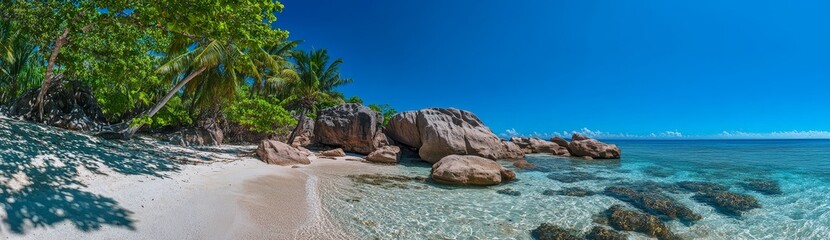 View of Anse Source d'Argent beach, La Digue island, Seychelles