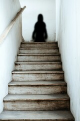 Ghostly Figure on Old Staircase.