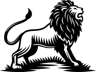 Lion Animal Woodcut Vintage Style Icon Mascot
