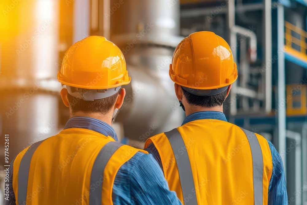 Aufkleber an engineering team working on optimizing energy usage in a large-scale industrial facility, energy 