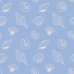Sea shell seamless pattern. Ocean Seashell Print