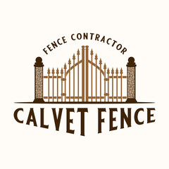 Fototapeta premium fence logo. iron fence for home yard or horse stable